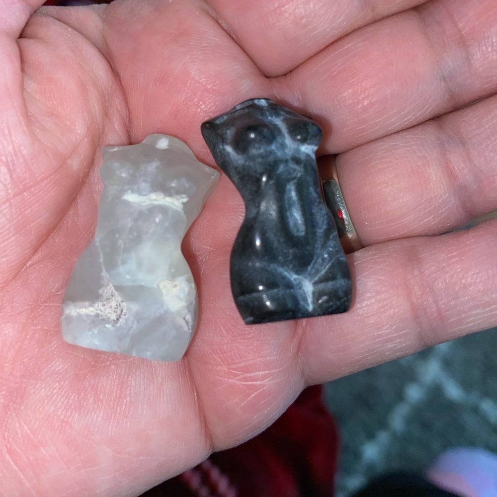 Fluorite & Obsidian Goddess Body Carvings